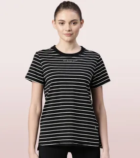 Active Cotton Tee -Stripes | Yarn Dyed Stripe Short Sleeve Anti-Odour Cotton Tee With Graphic