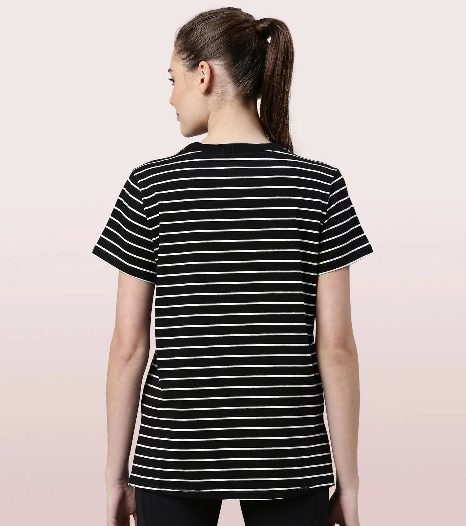 Active Cotton Tee -Stripes | Yarn Dyed Stripe Short Sleeve Anti-Odour Cotton Tee With Graphic