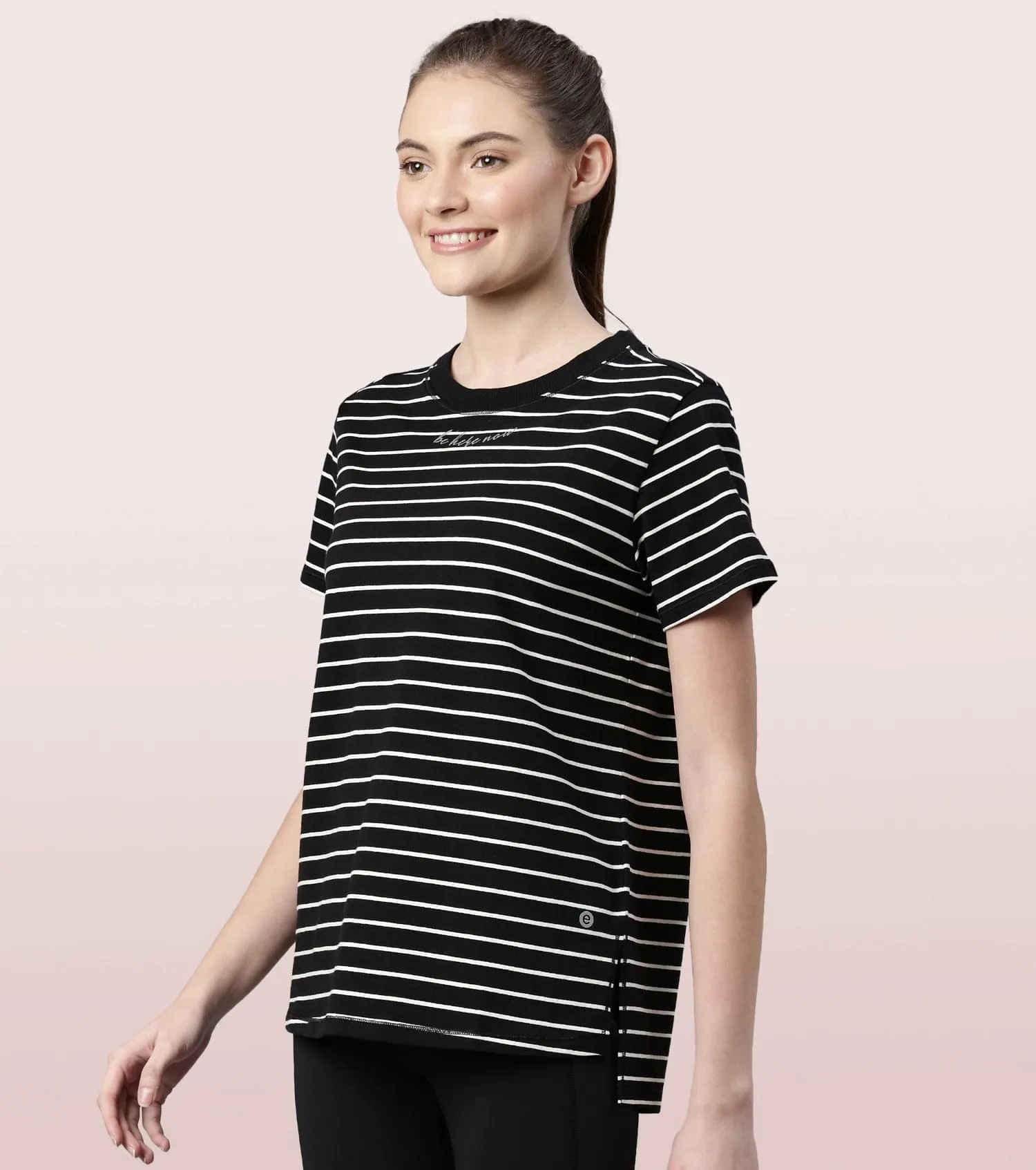 Active Cotton Tee -Stripes | Yarn Dyed Stripe Short Sleeve Anti-Odour Cotton Tee With Graphic