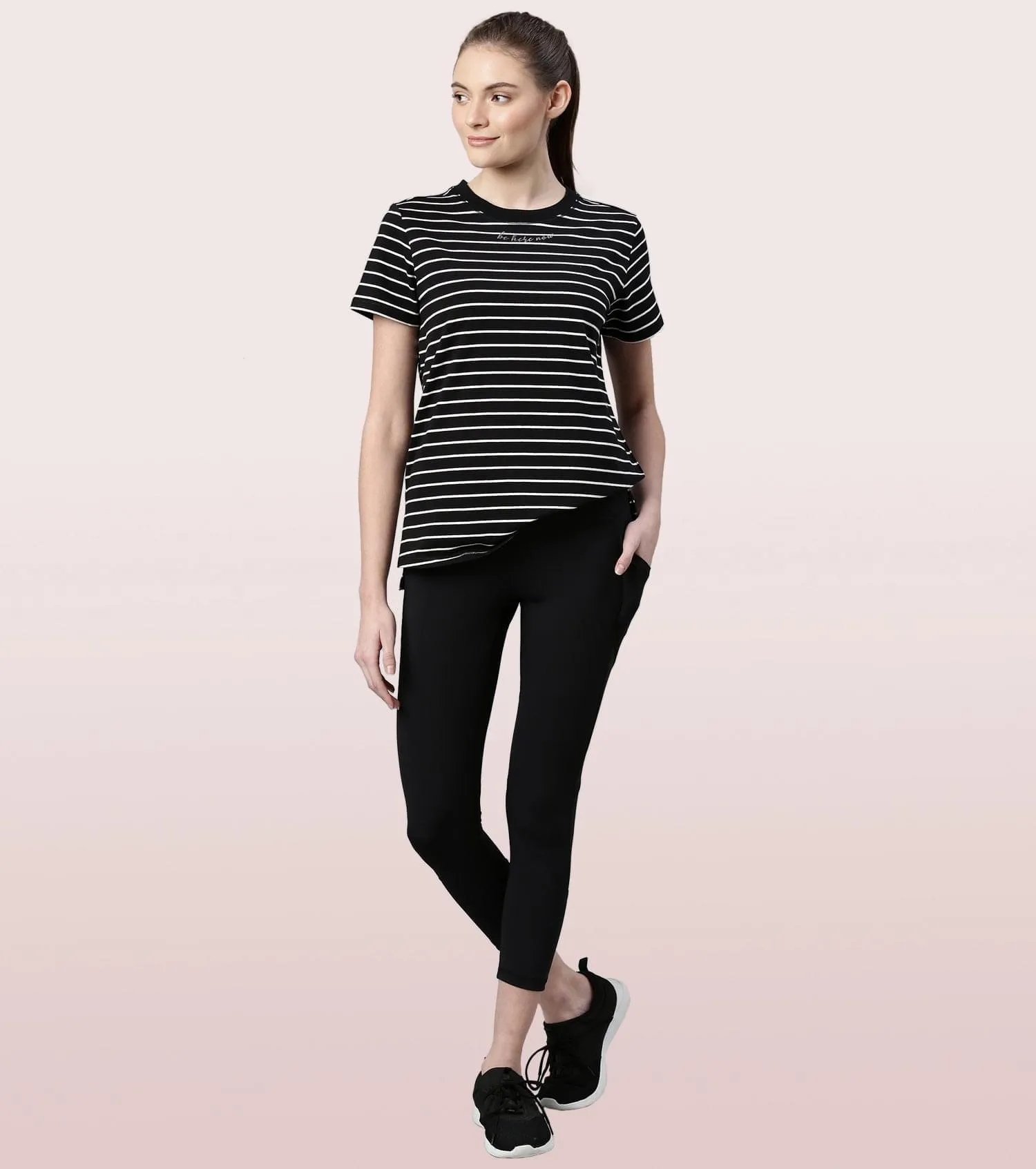 Active Cotton Tee -Stripes | Yarn Dyed Stripe Short Sleeve Anti-Odour Cotton Tee With Graphic