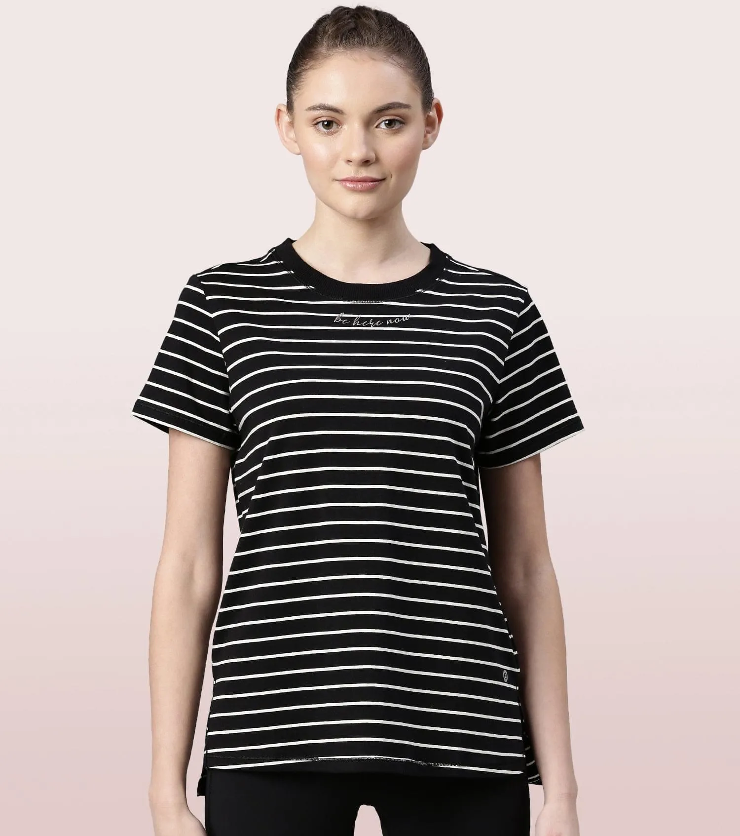 Active Cotton Tee -Stripes | Yarn Dyed Stripe Short Sleeve Anti-Odour Cotton Tee With Graphic