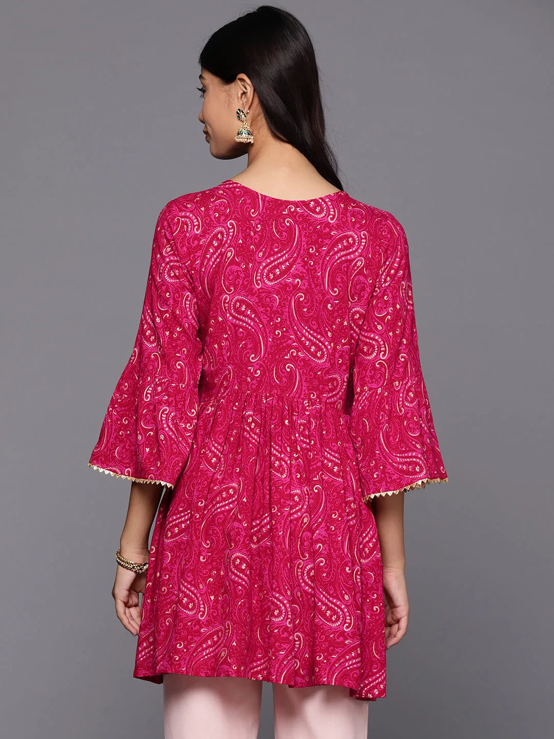 Ahalyaa Pink Printed Ethnic Tunic