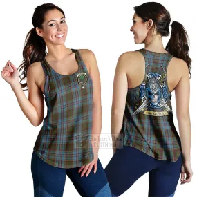 Anderson Tartan Women's Racerback Tanks with Family Crest Celtic Skull Style