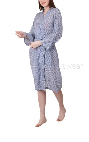 Arabella Sonia 100% Cotton Robe in Blue Gingham MD-75EE