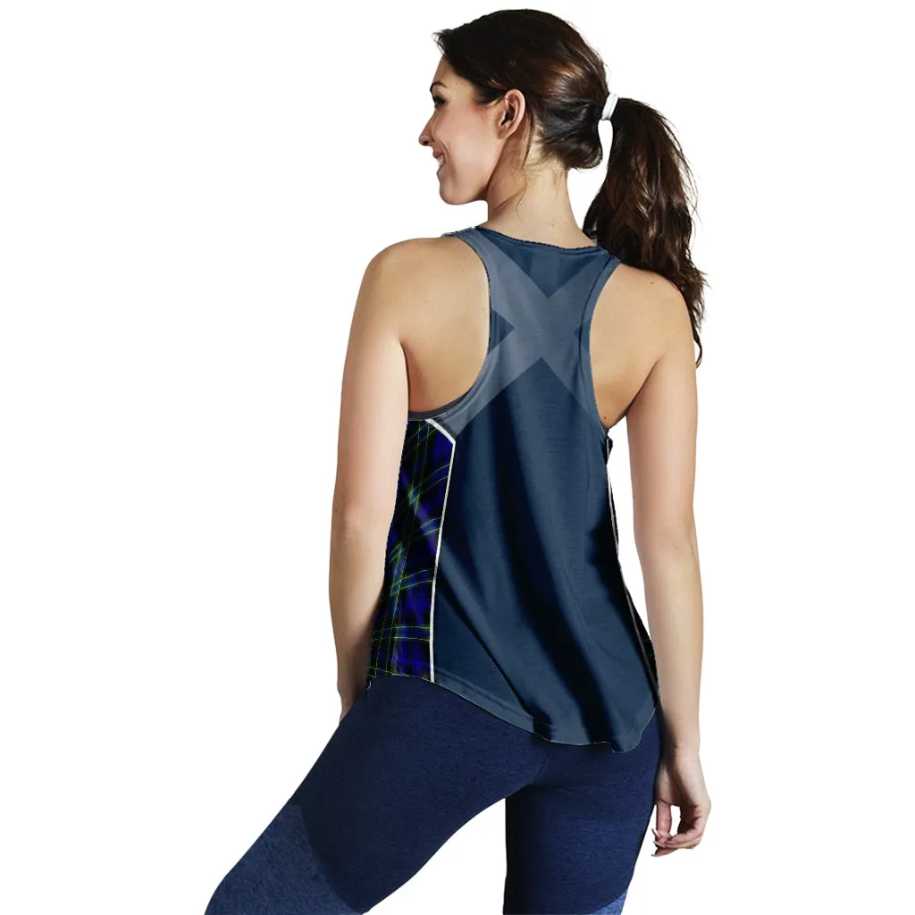 Arbuthnot Modern Tartan Women's Racerback Tanks with Family Crest and Scottish Thistle Vibes Sport Style