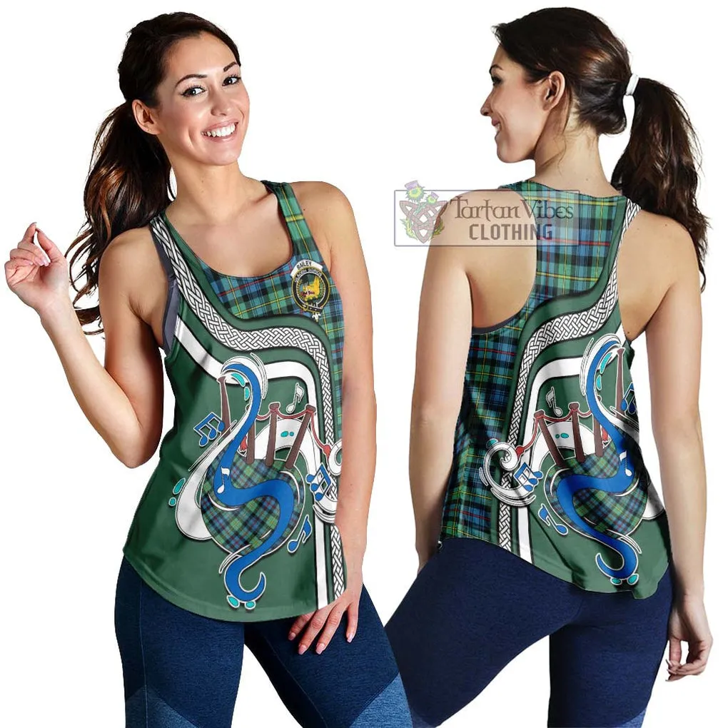 Bailey Ancient Tartan Women's Racerback Tanks with Epic Bagpipe Style