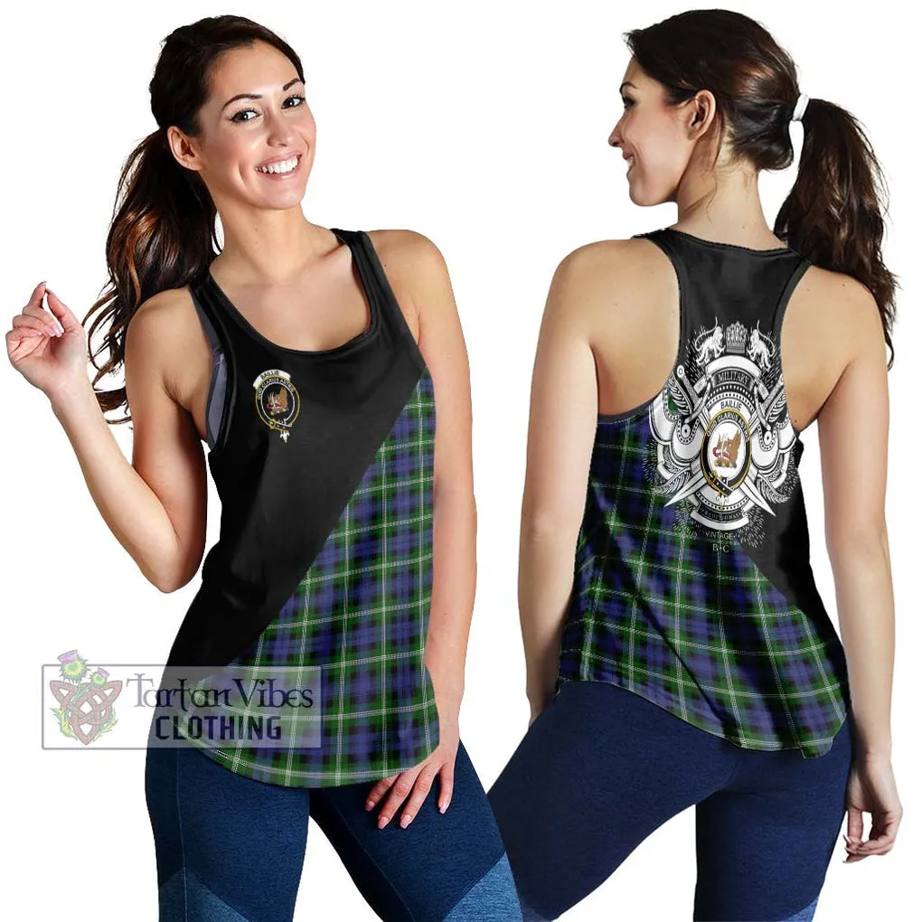 Baillie (Bailey) Tartan Women's Racerback Tanks with Family Crest and Military Logo Style