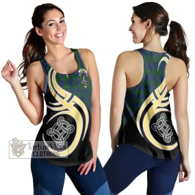 Barclay Tartan Women's Racerback Tanks with Family Crest and Celtic Symbol Style