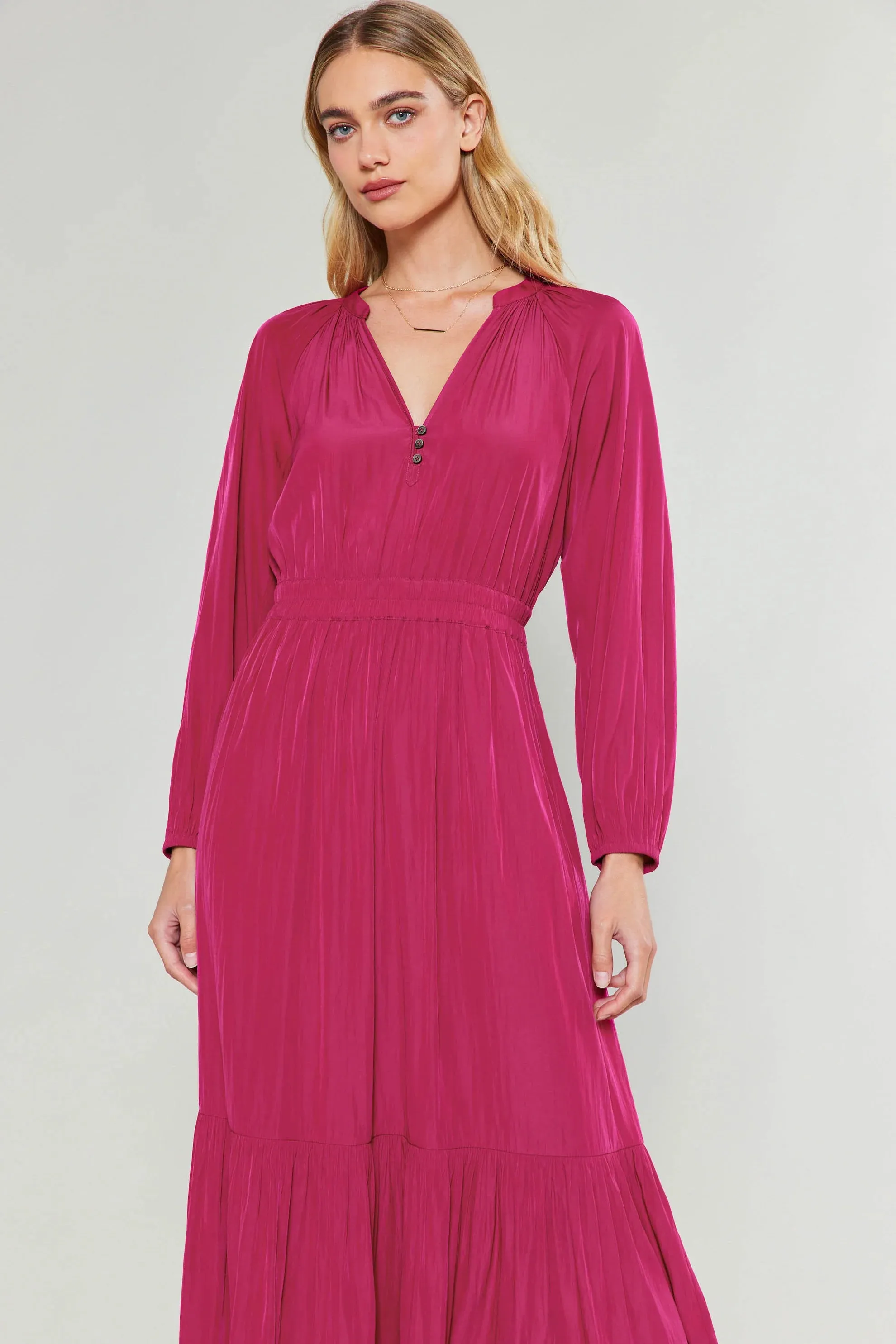 Belle Midi Dress-Deep Fuchsia