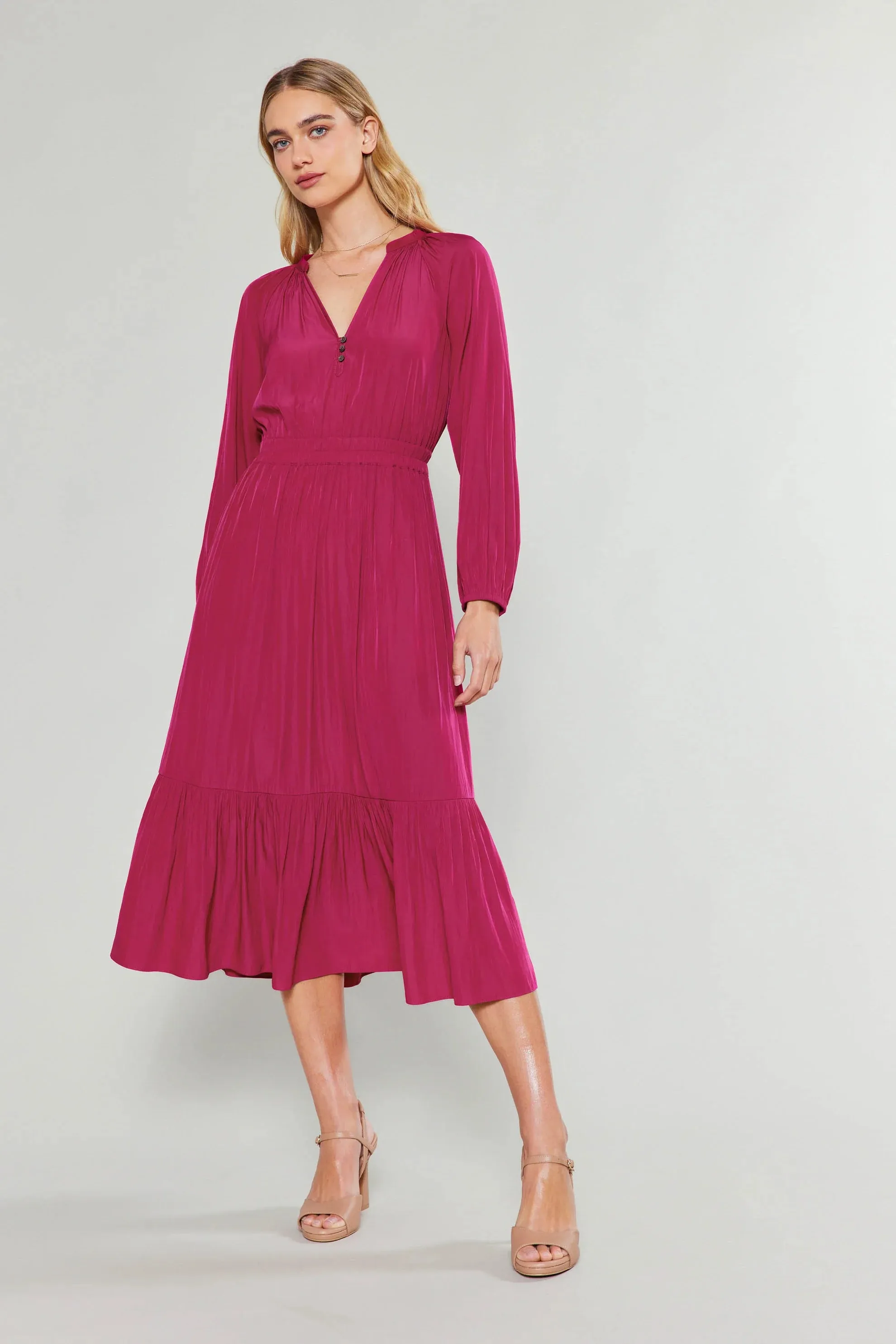 Belle Midi Dress-Deep Fuchsia