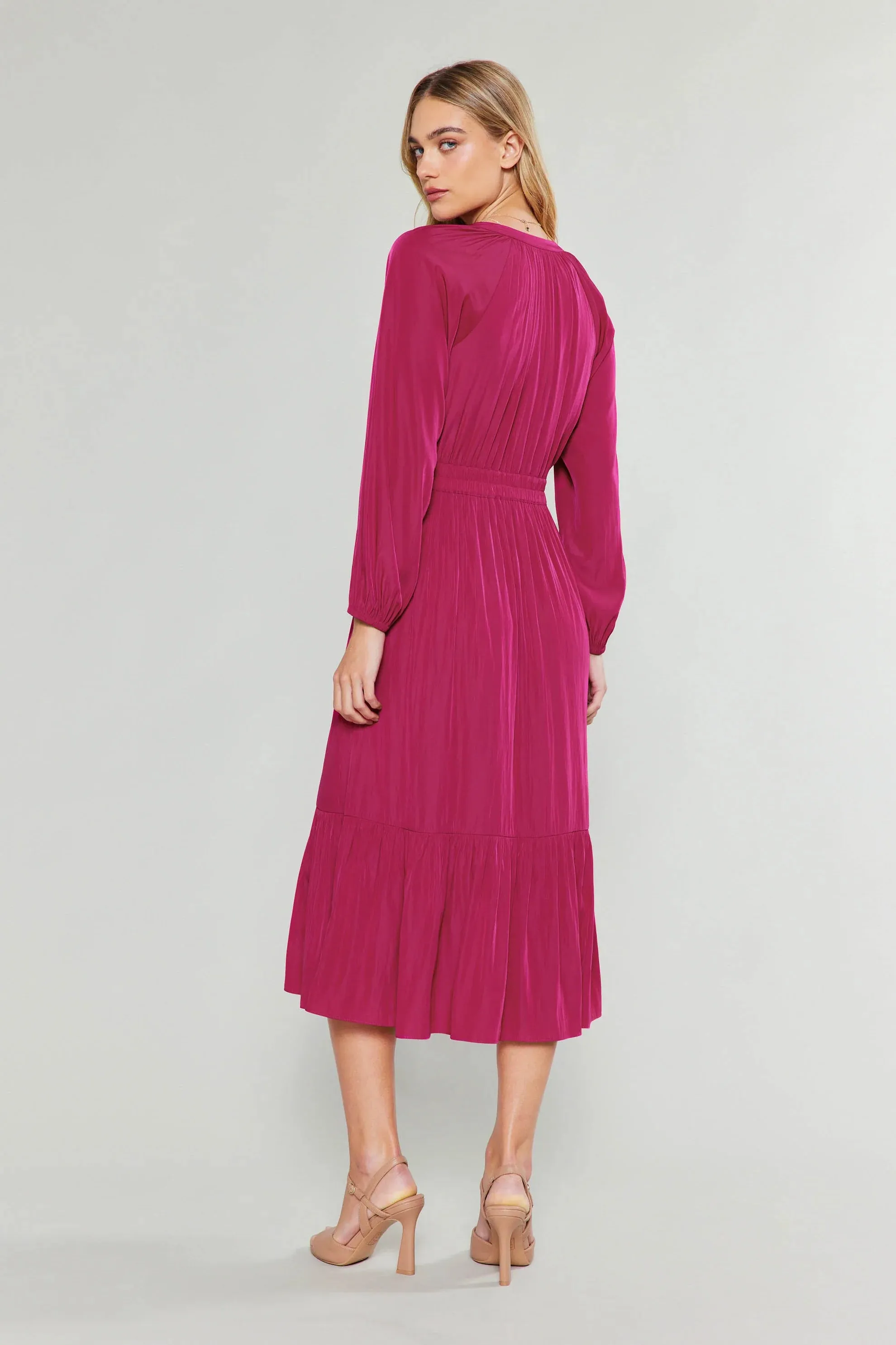 Belle Midi Dress-Deep Fuchsia