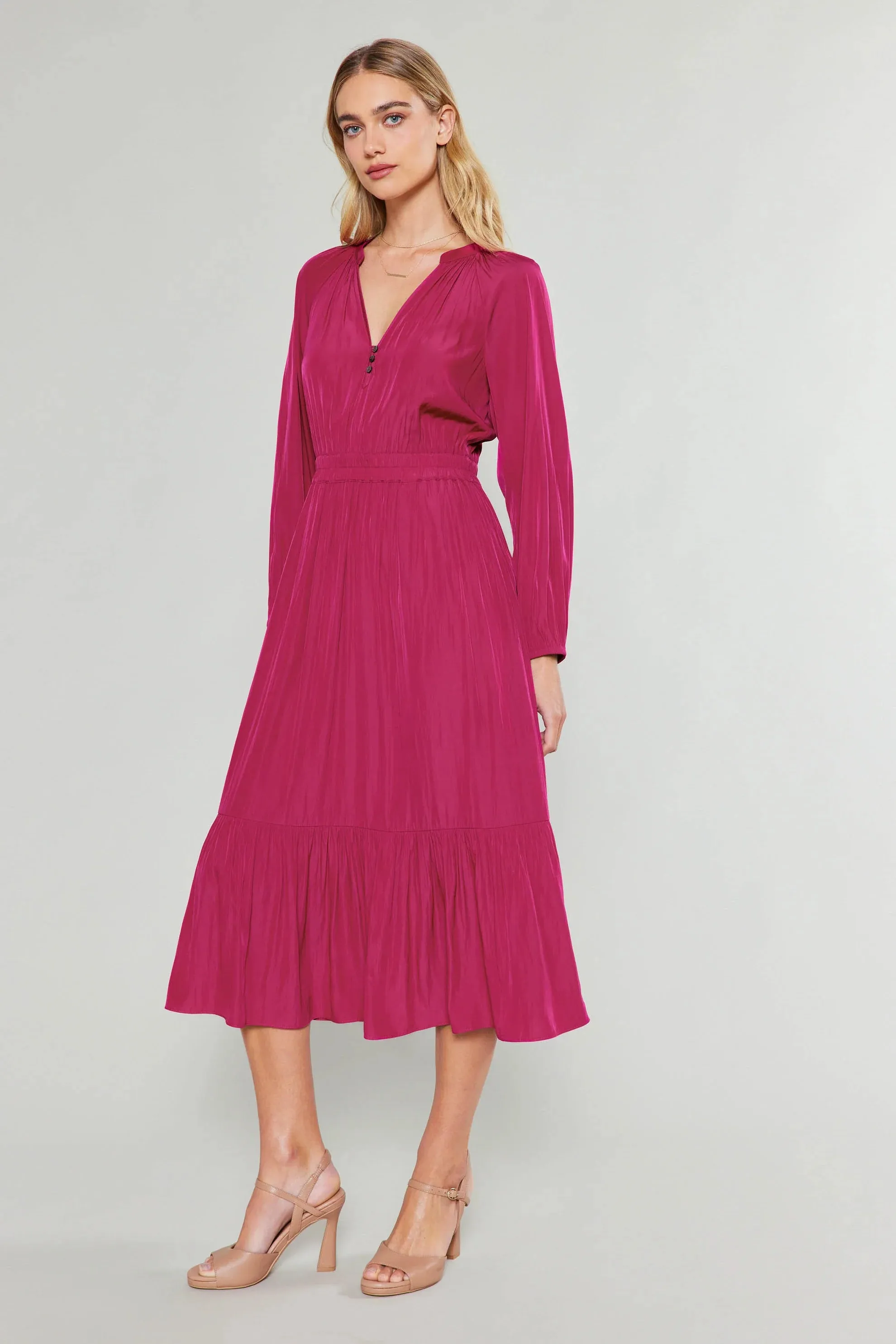 Belle Midi Dress-Deep Fuchsia