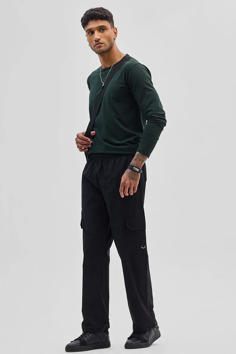 Black Relaxed Fit Parachute Pants