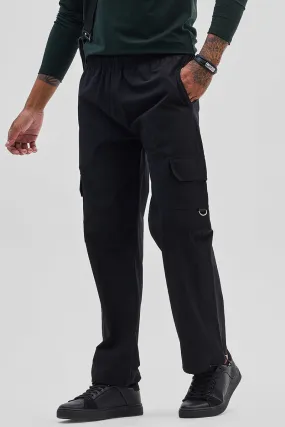 Black Relaxed Fit Parachute Pants