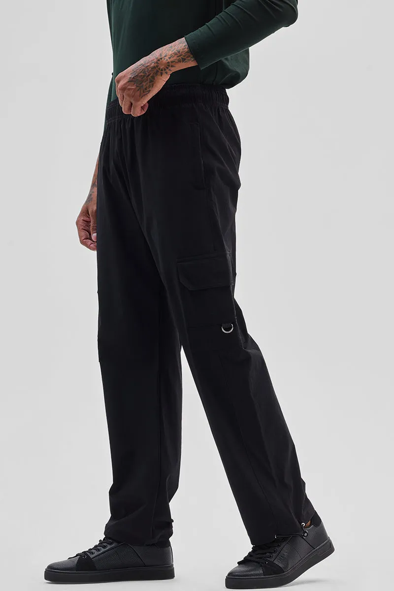 Black Relaxed Fit Parachute Pants