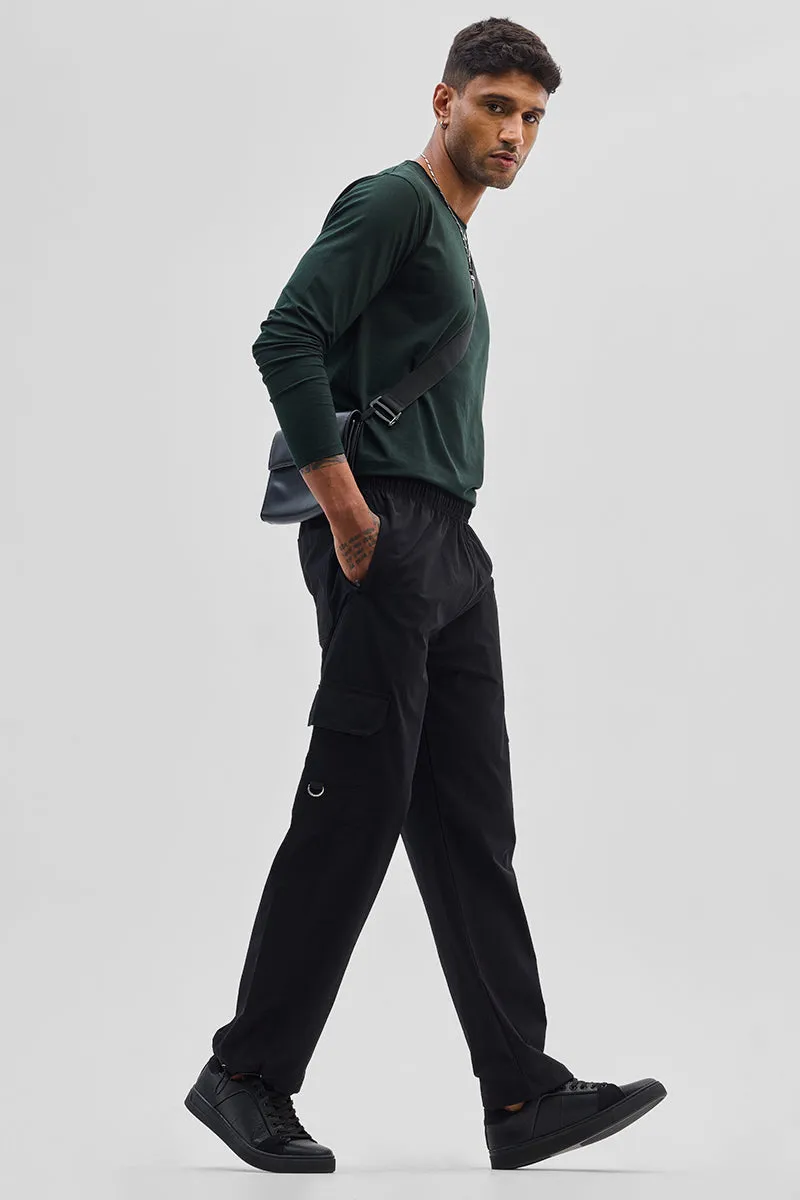 Black Relaxed Fit Parachute Pants