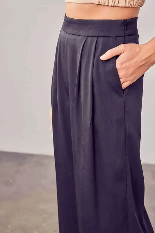 Black Relaxed Fit Wide Leg Pants