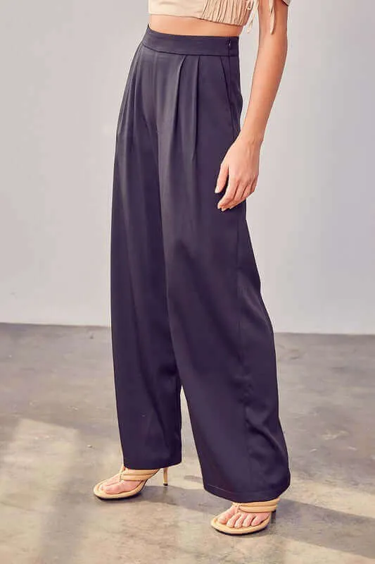 Black Relaxed Fit Wide Leg Pants