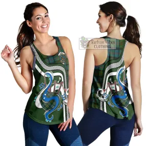 Blair Ancient Tartan Women's Racerback Tanks with Epic Bagpipe Style