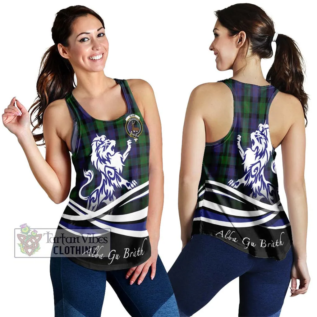 Blair Tartan Women's Racerback Tanks with Alba Gu Brath Regal Lion Emblem