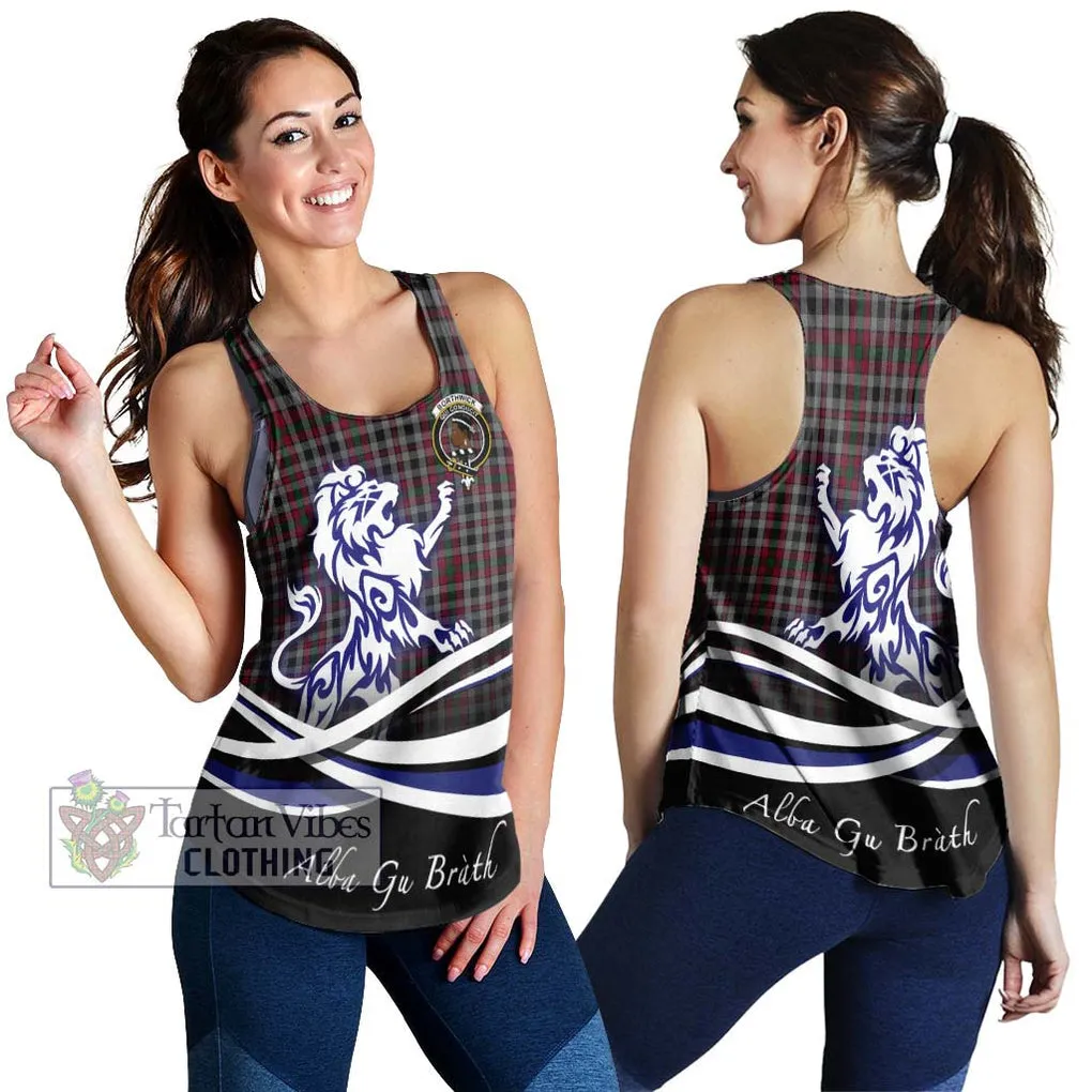 Borthwick Tartan Women's Racerback Tanks with Alba Gu Brath Regal Lion Emblem