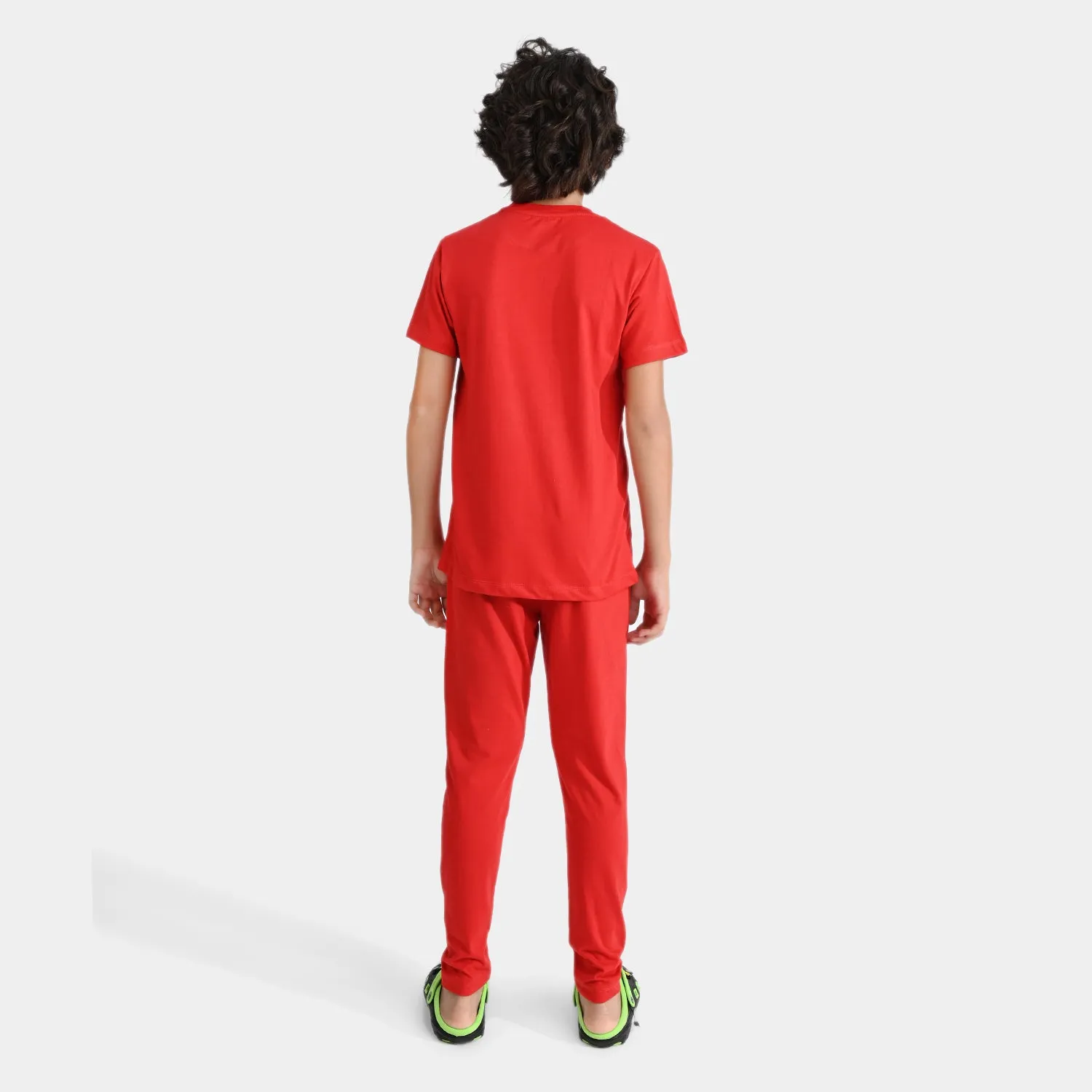 Boys Poly Cotton Jersey Knitted NightWear-HR Red