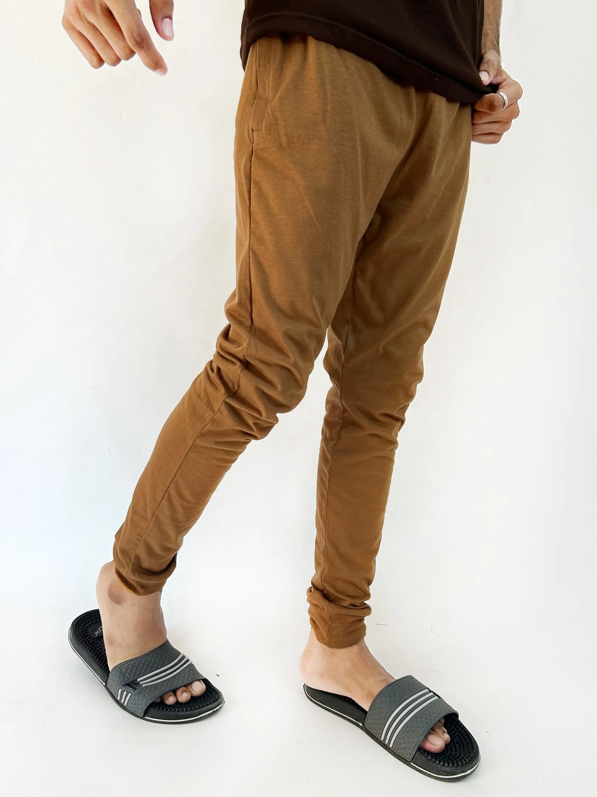 Brown Plain Jersey Trouser For Men SN MT100