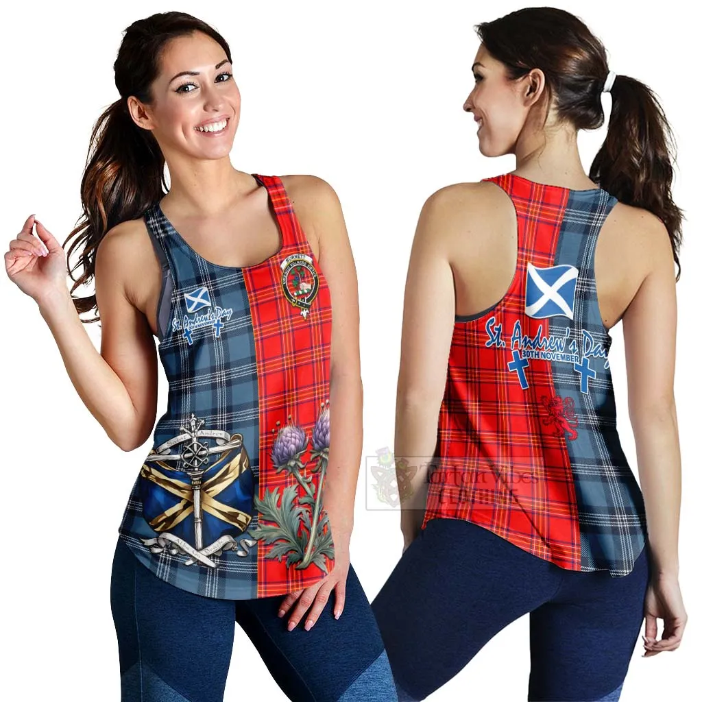 Burnett Tartan Women's Racerback Tanks Happy St. Andrew's Day Half Tartan Style