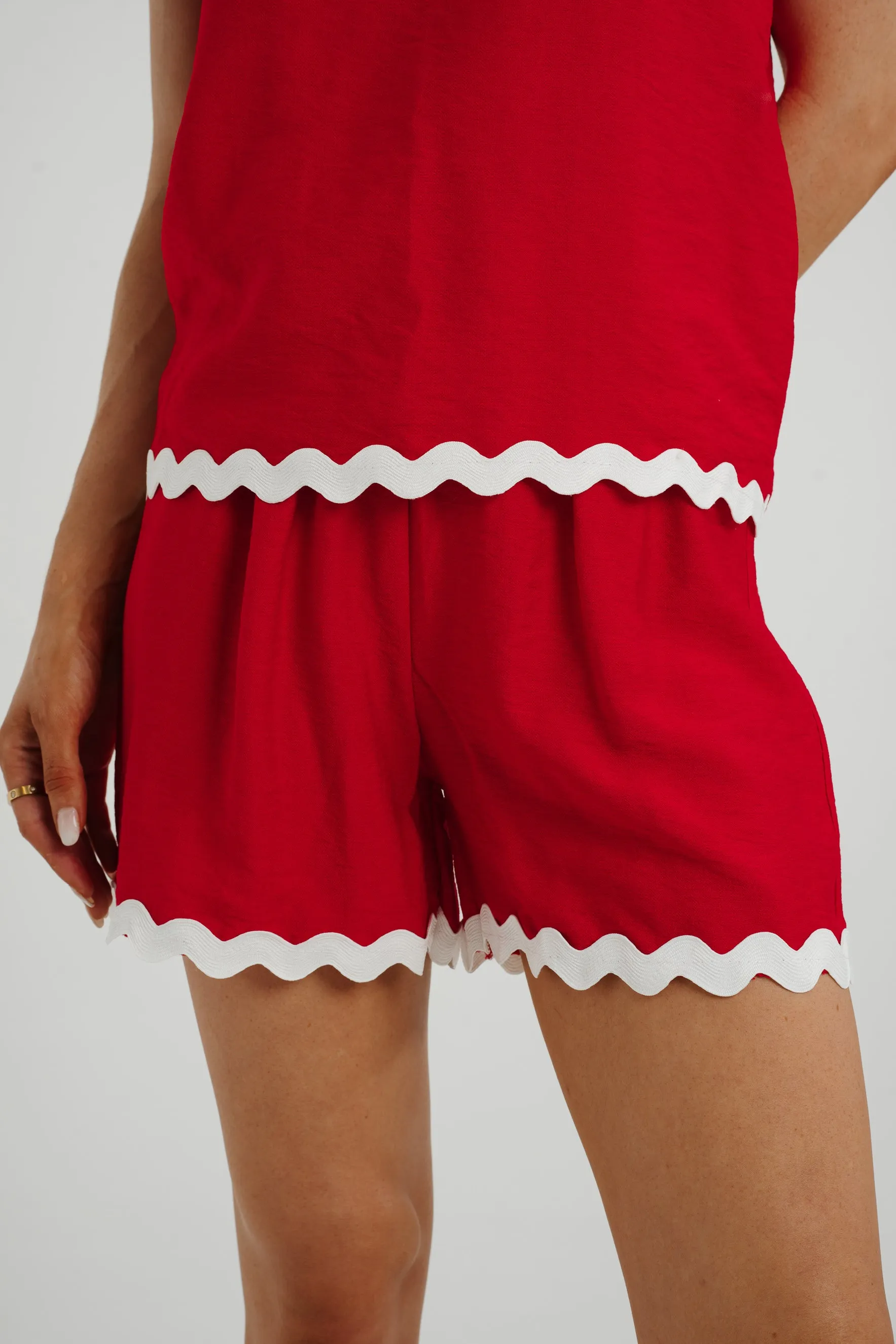 Caitlyn Scallop Trim Two Piece In Red