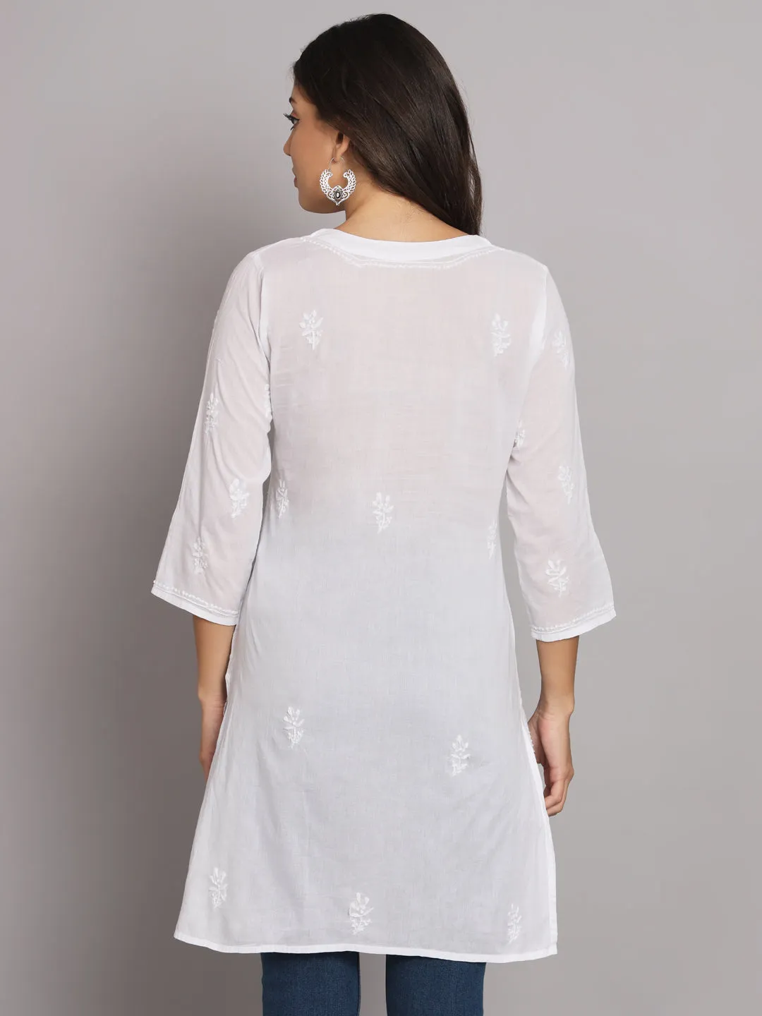 Chikankari Women Hand Embroidered Cotton Tunic PC1948