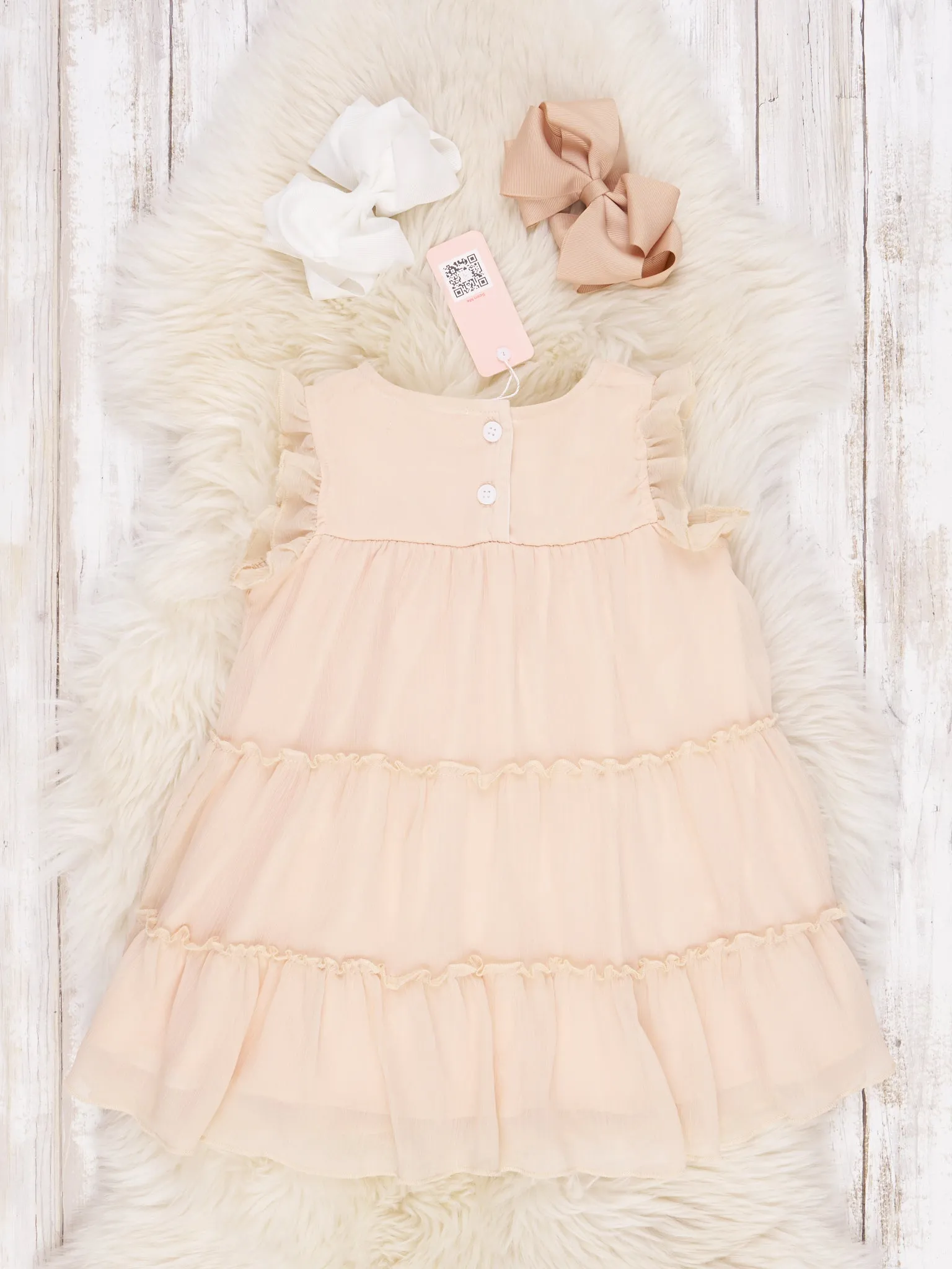 Cream Tiered Ruffle Dress