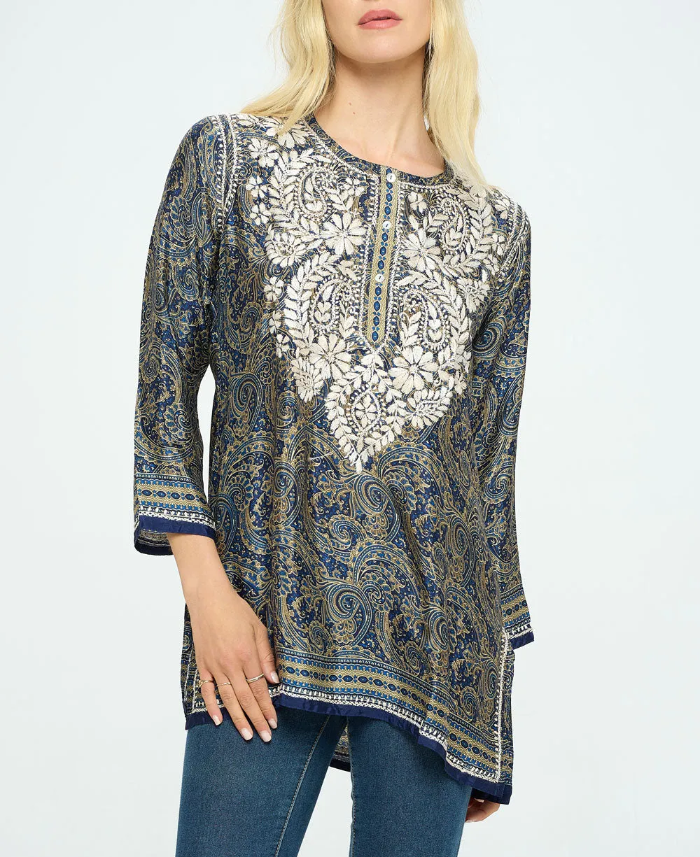 Embroidered Midnight Desert Tunic, India