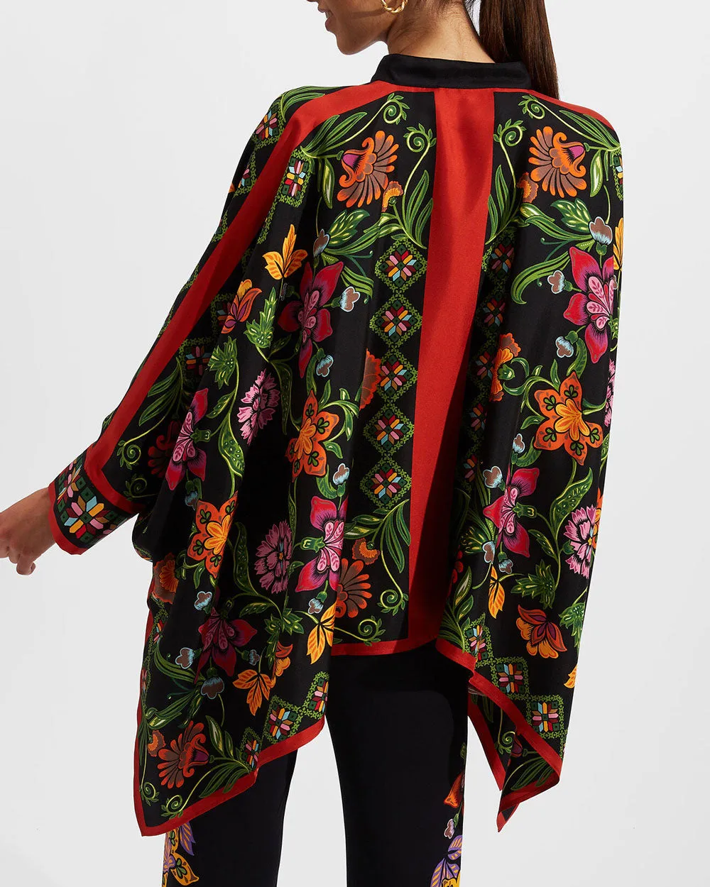 Folk Flowers Nero Placee Foulard Shirt