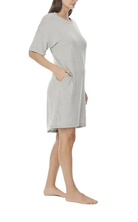 Gingerlilly Bamboo Nightie with Short Sleeve in Grey Marle