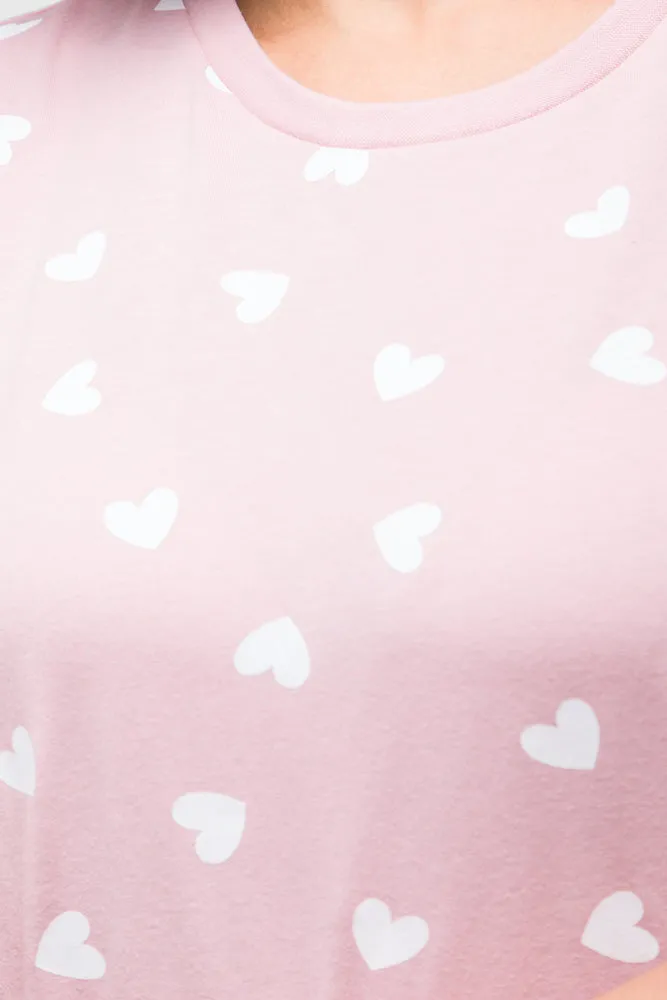 Heart Capri Pyjamas Pink