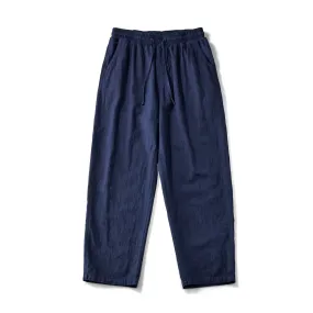 Indigo Linen Blend Relaxed Fit Drawstring Pants