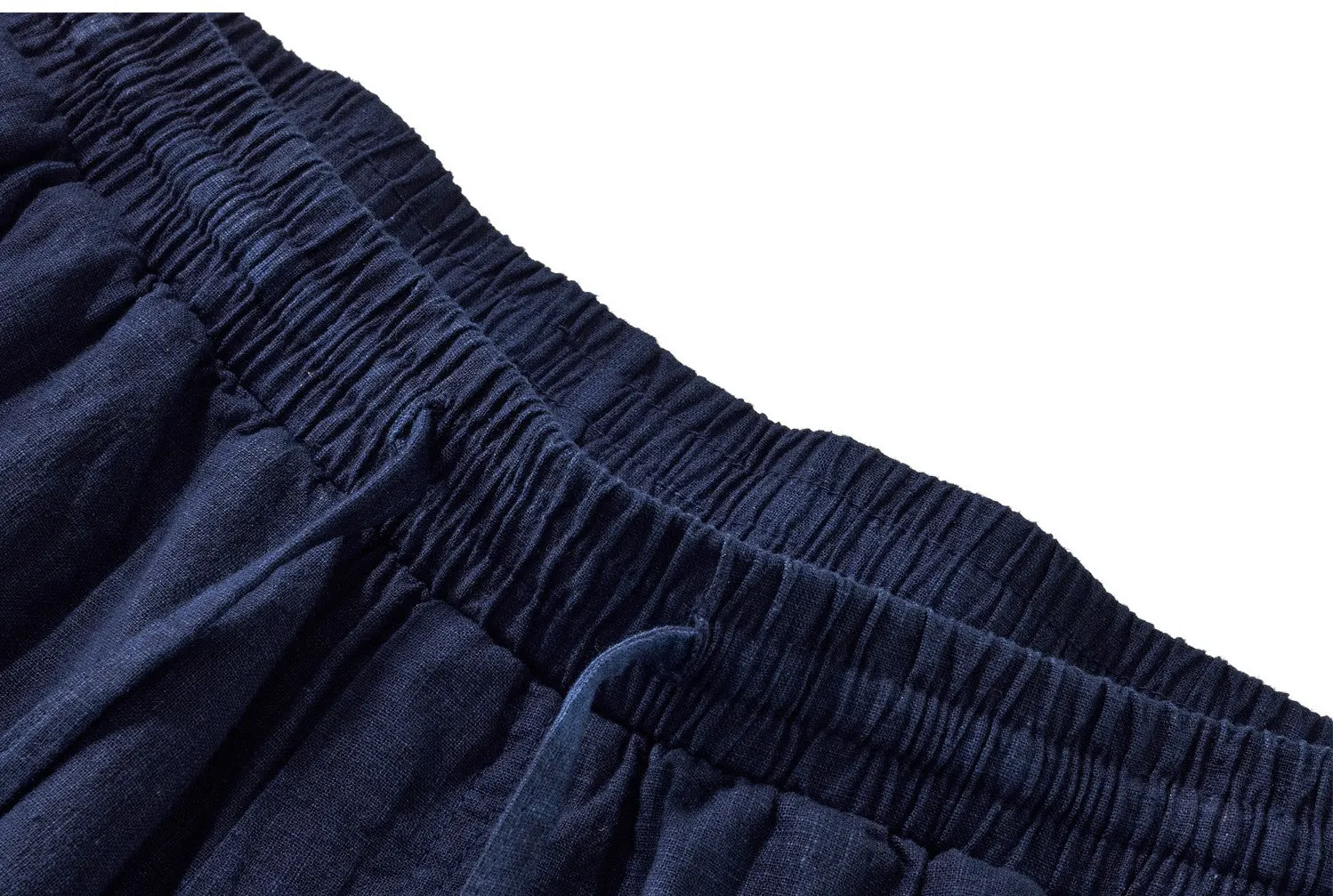 Indigo Linen Blend Relaxed Fit Drawstring Pants