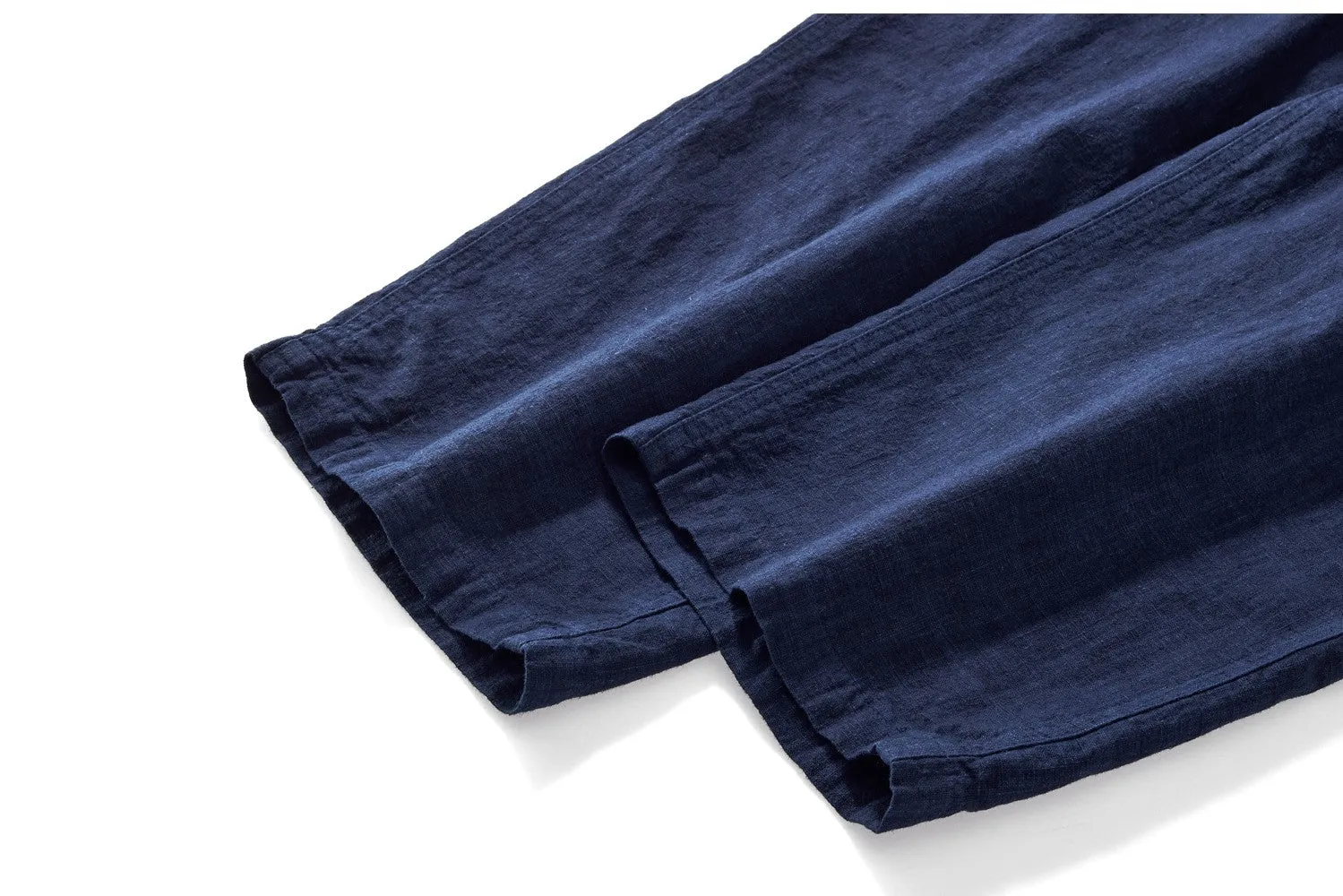 Indigo Linen Blend Relaxed Fit Drawstring Pants