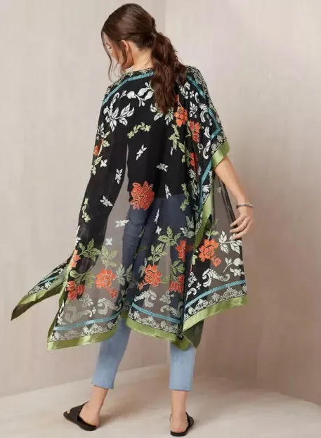 Karen Kane Womens Textured Floral Kimono, OS