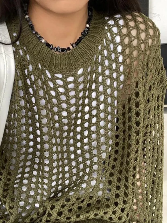 Knit Cutout Thin Crochet Top