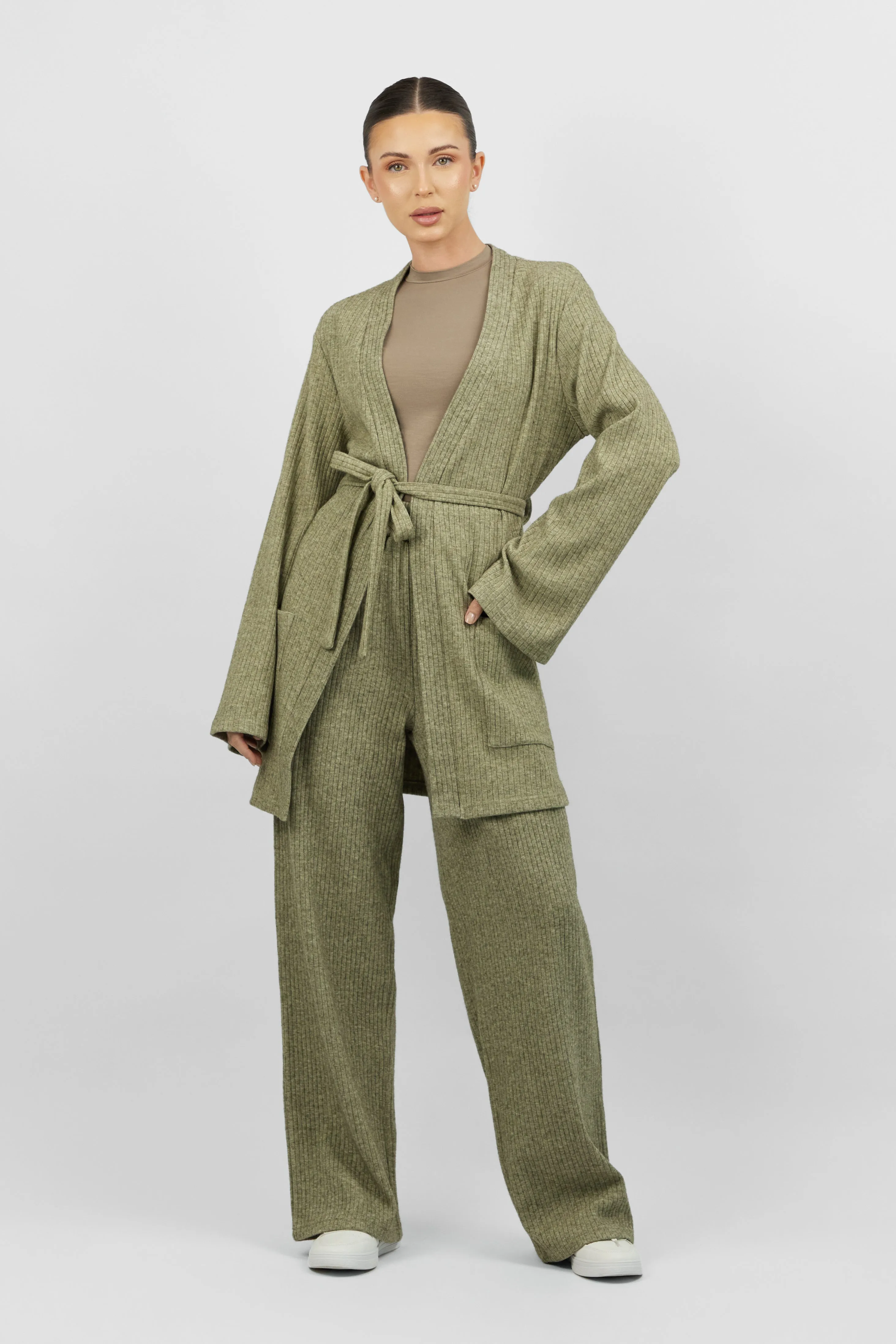 Knit Relaxed Fit Pants - Olive