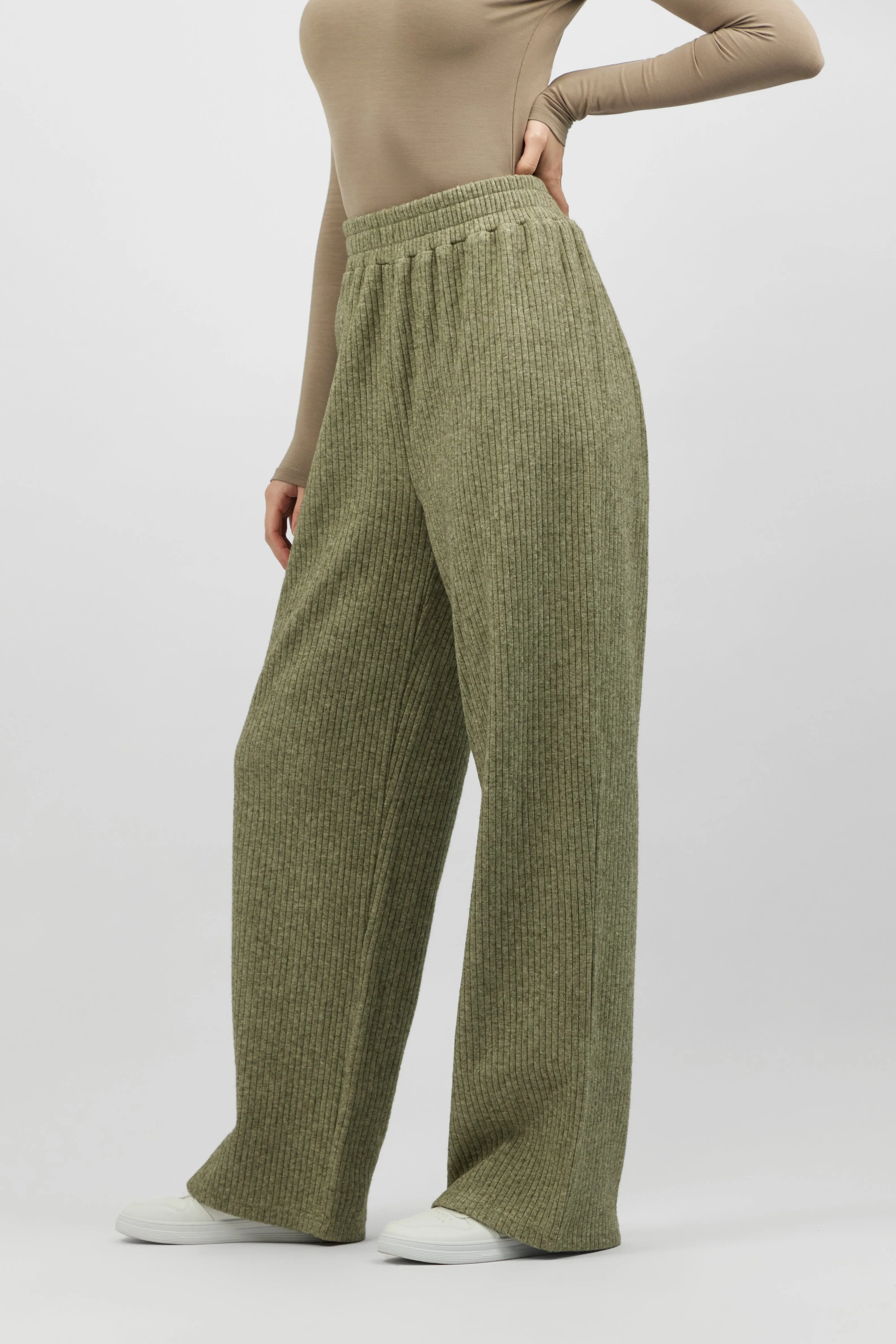 Knit Relaxed Fit Pants - Olive