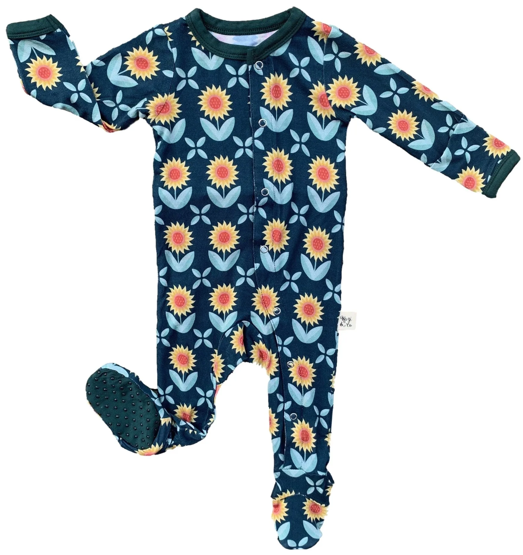 Kozi & Co Sunflowers Footie with Snaps