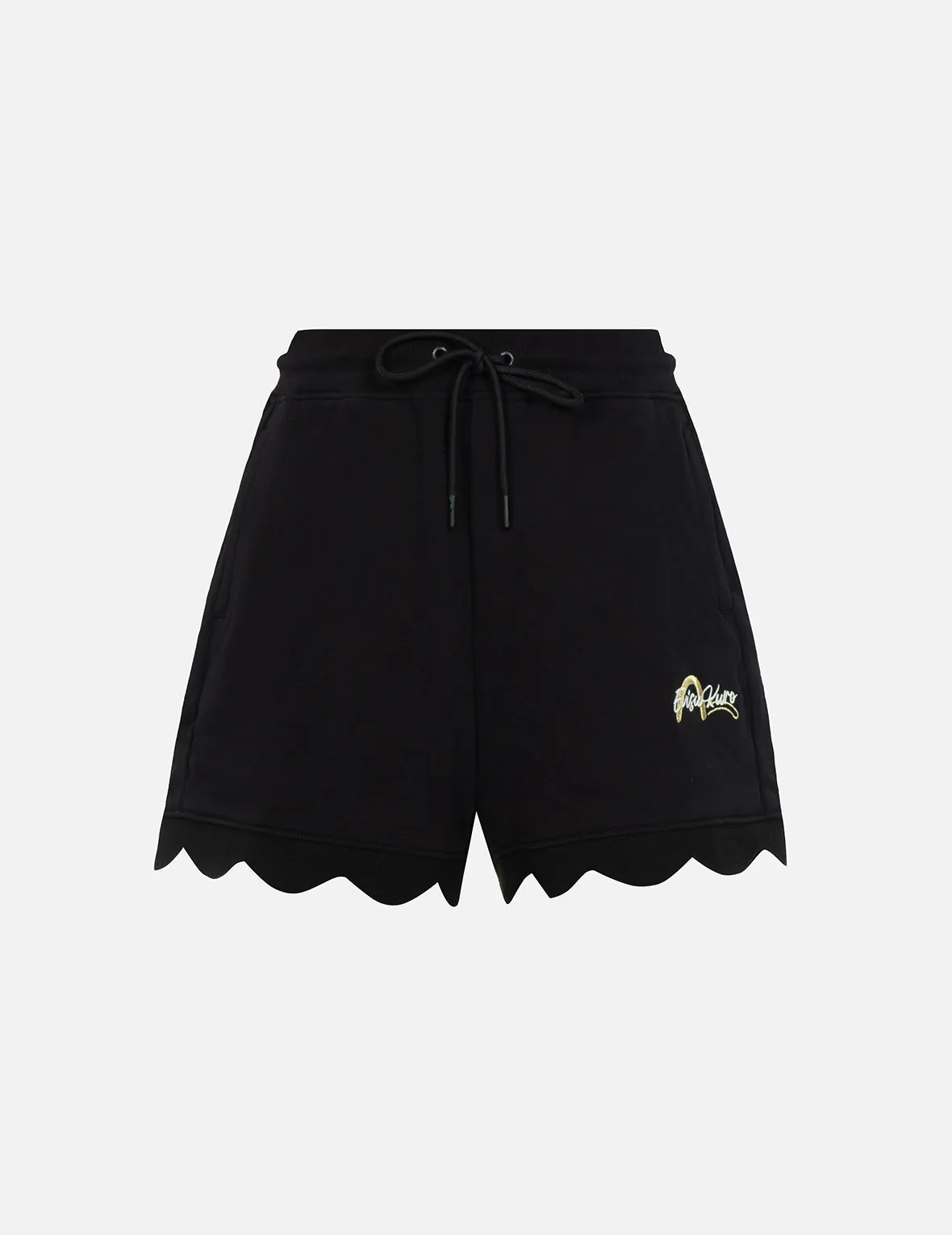 Logo and Seagull Embroidered Scallop Hem Sweatshorts