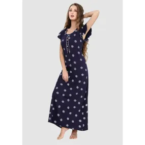 Long Cap Sleeeve Printed Pure Cotton Nighty