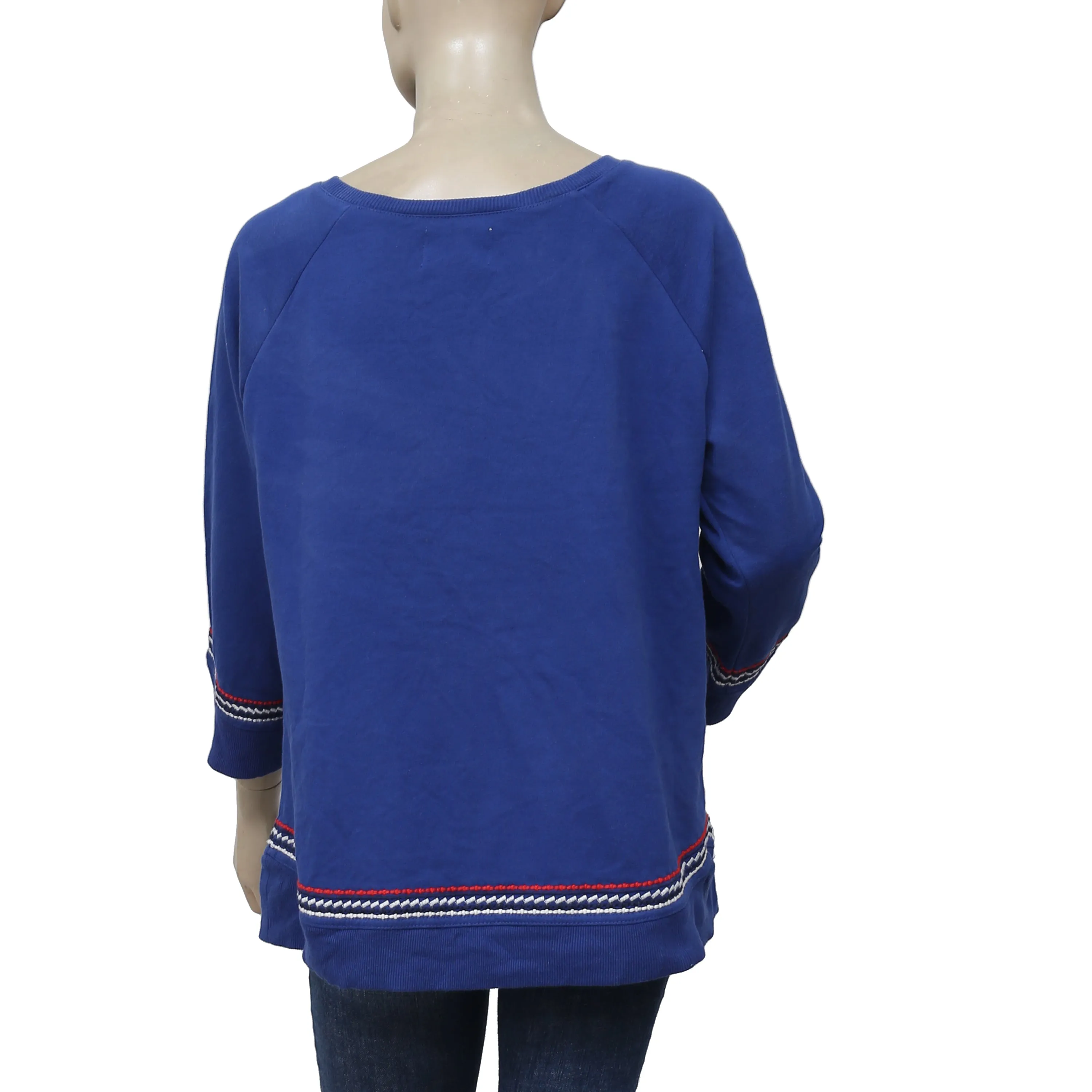 Lucky Lotus Embroidered Sweater Tunic Top L