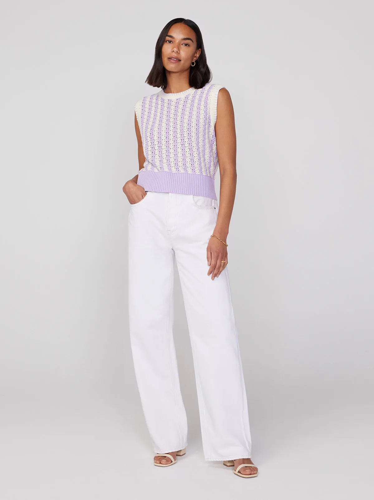 Marley Lilac Stripe Crochet Knit Top