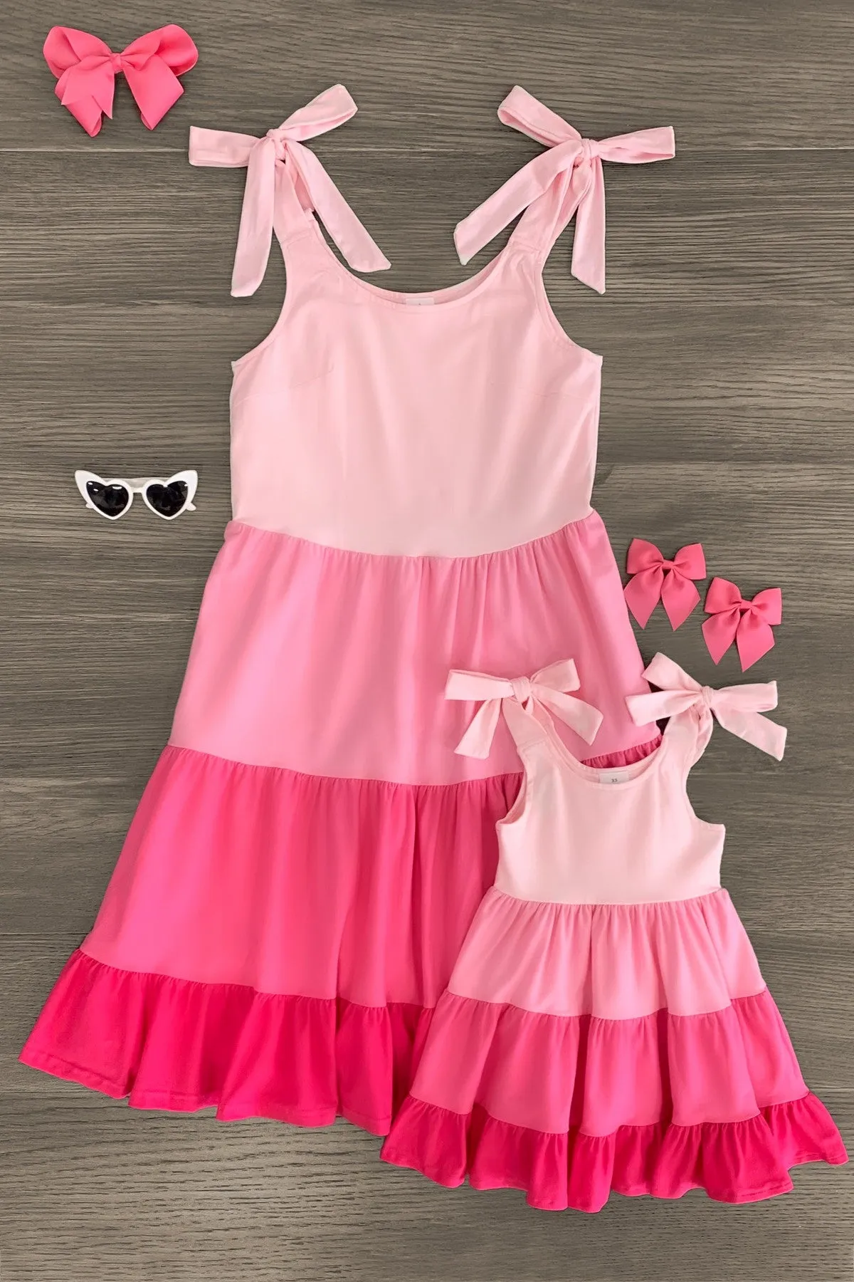 Mom & Me - Pink Tiered Tank Dress