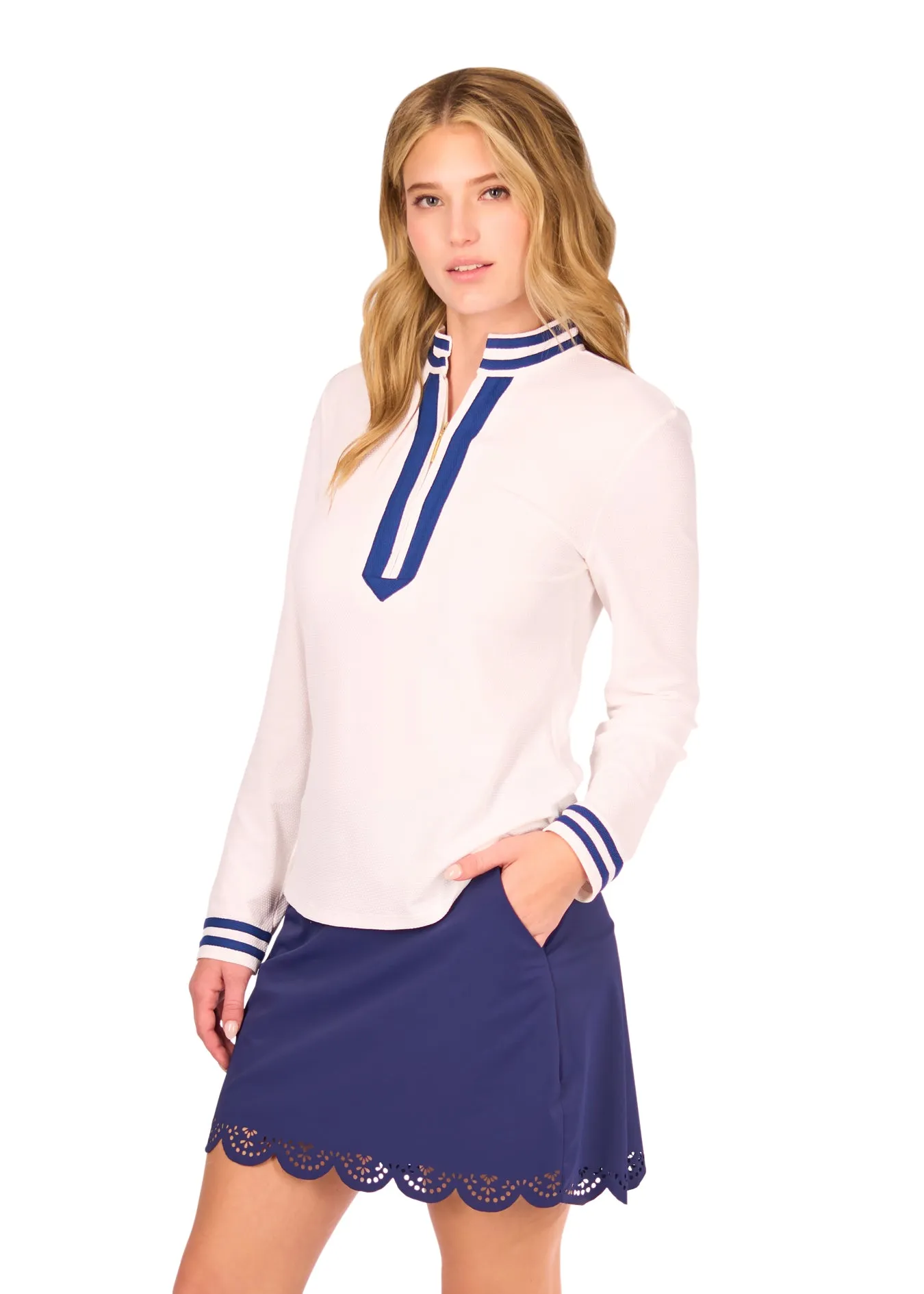 Navy 15" Scallop Skort