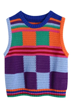 'Nola' Color Block Crochet Sleeveless Top